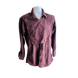 Vintage Prentiss Brown Bib Front Field Shirt Medium Tall 90s Preppy Y2K Flannel